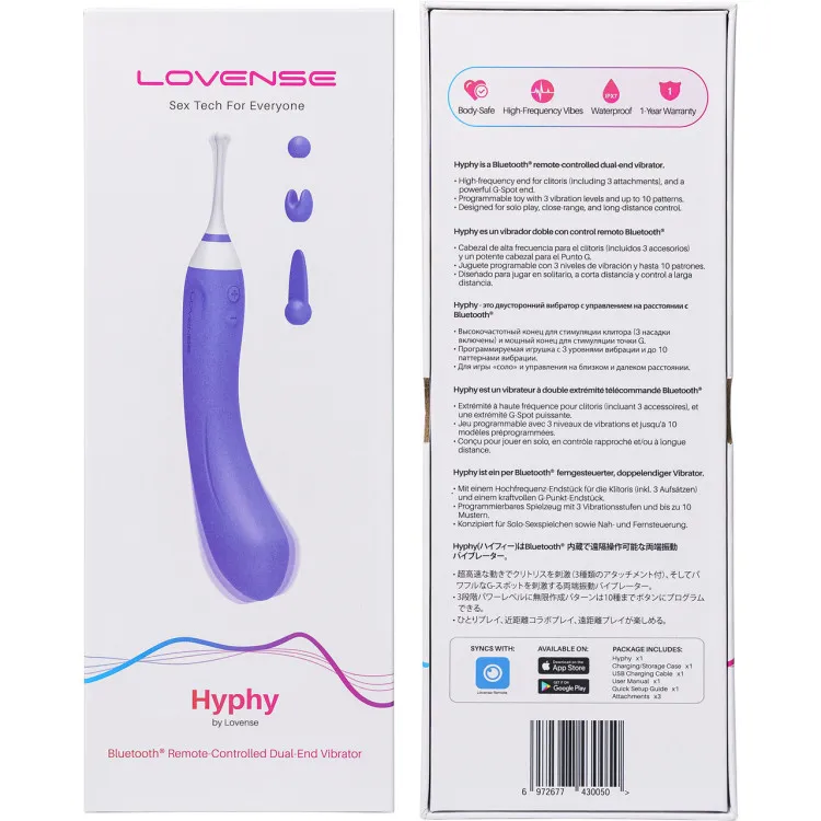 Lovense Hyphy Bluetooth Dual-Ended G-Spot Vibrator & Clitoral Stimulator Lovense Hyphy Bluetooth Dual-Ended G-Spot Vibrator & Clitoral Stimulator
