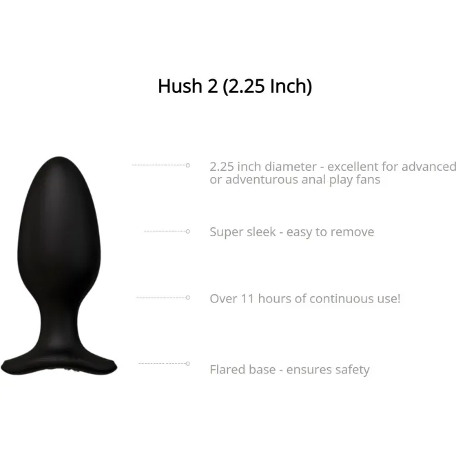 Lovense Hush 2 Bluetooth Remote-Controlled Vibrating Butt Plug L 2.25 in.