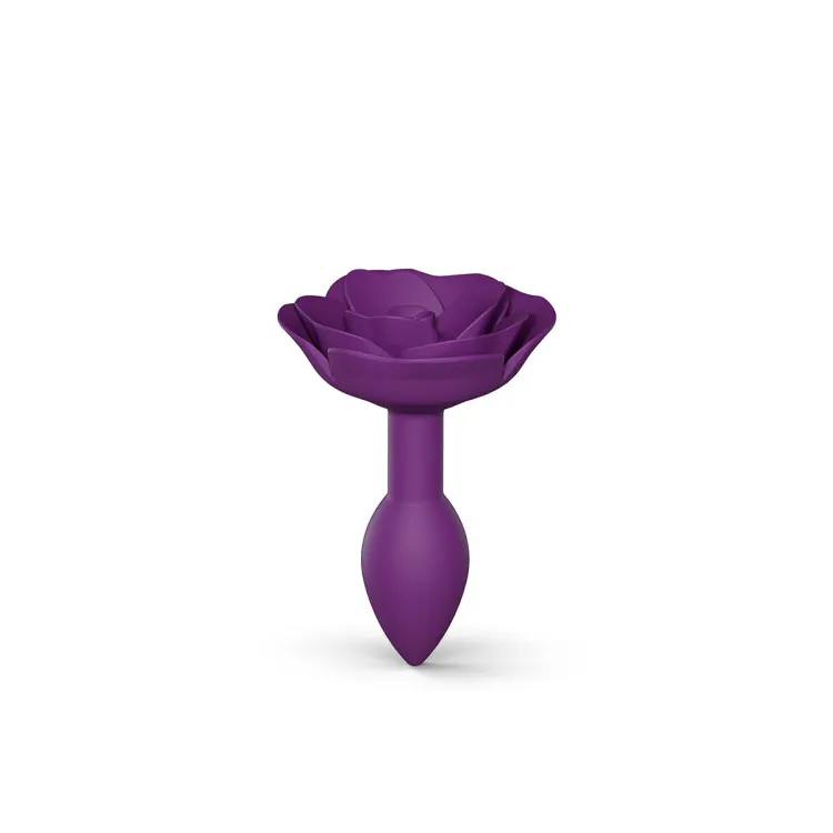 Anal Open Roses Silicone Butt Plug Purple Small Anal Open Roses Silicone Butt Plug Purple Small