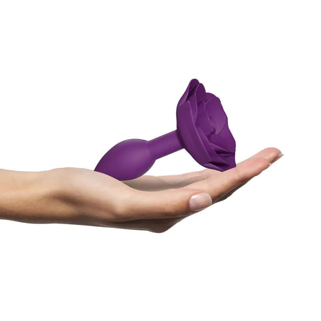 Anal Open Roses Silicone Butt Plug Purple Small