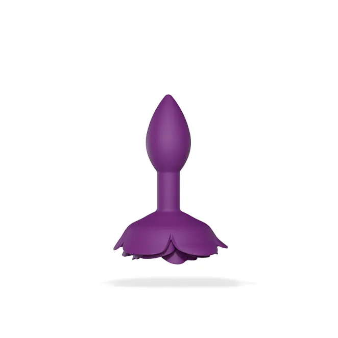 Anal Open Roses Silicone Butt Plug Purple Small