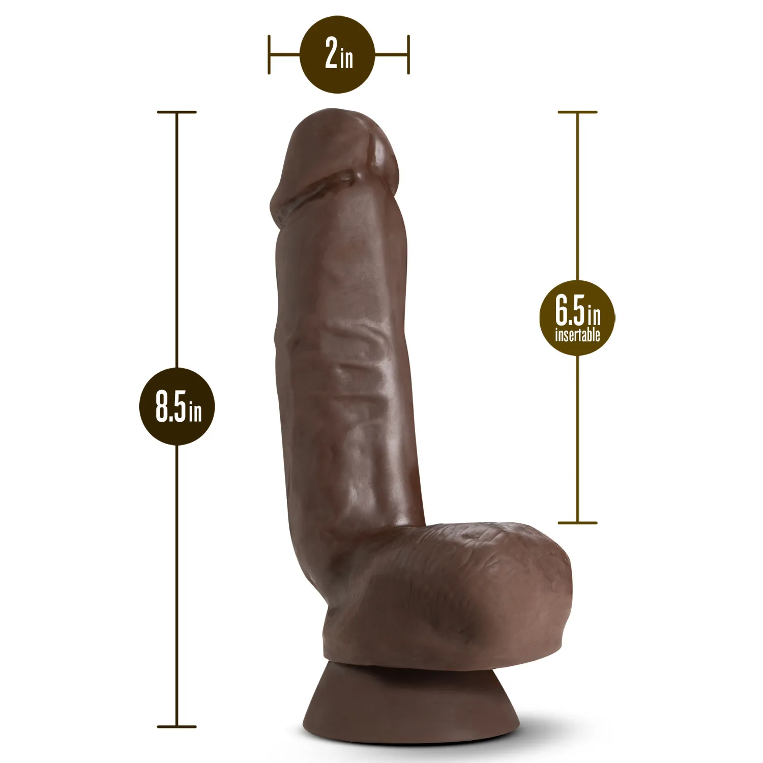 8 in. Realistic Triple Density Posable Dildo with Balls Brown