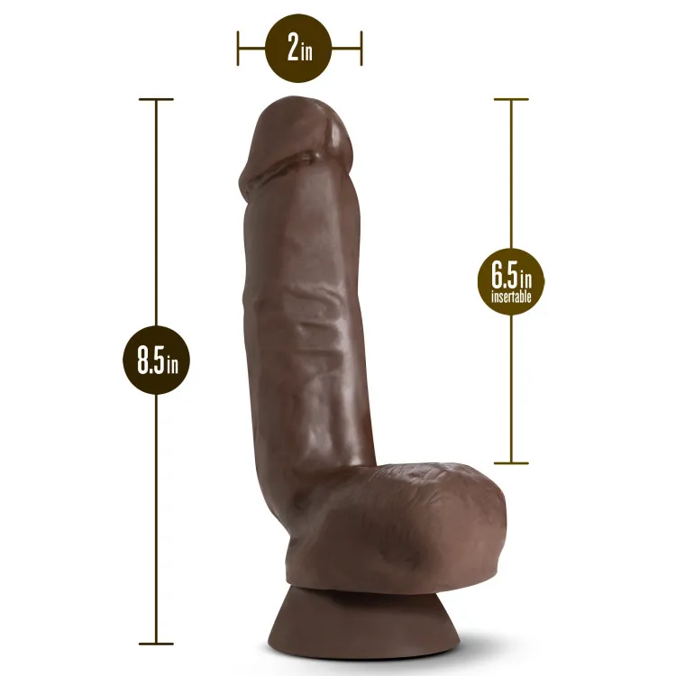 8 in. Realistic Triple Density Posable Dildo with Balls Brown 8 in. Realistic Triple Density Posable Dildo with Balls Brown