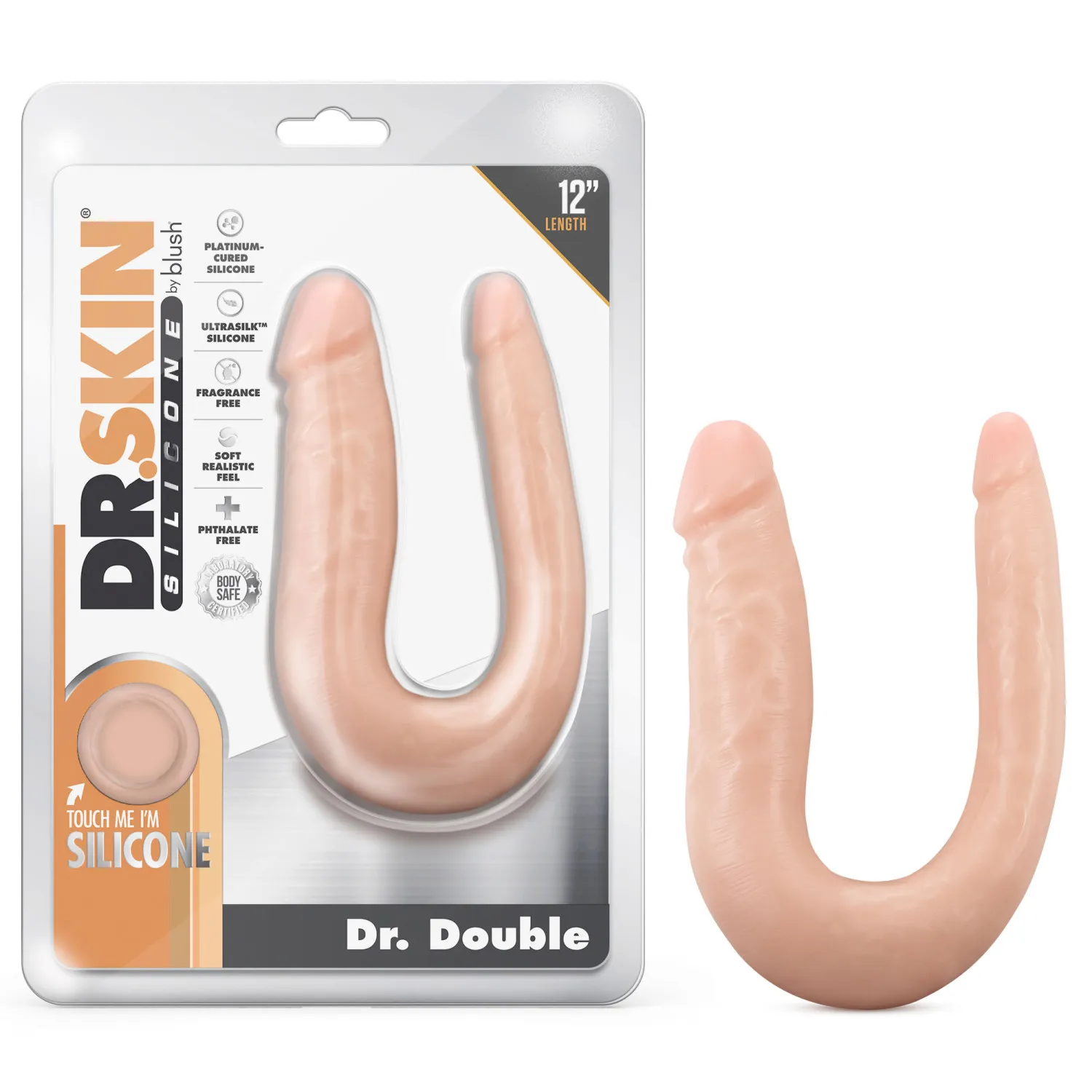 12 in. Realistic Dual-Ended Silicone Dildo Beige