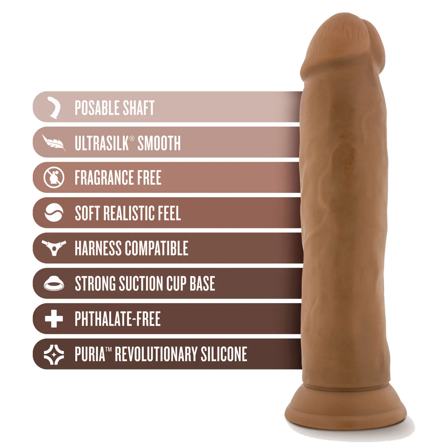 9 in. Realistic Posable Silicone Dildo Tan