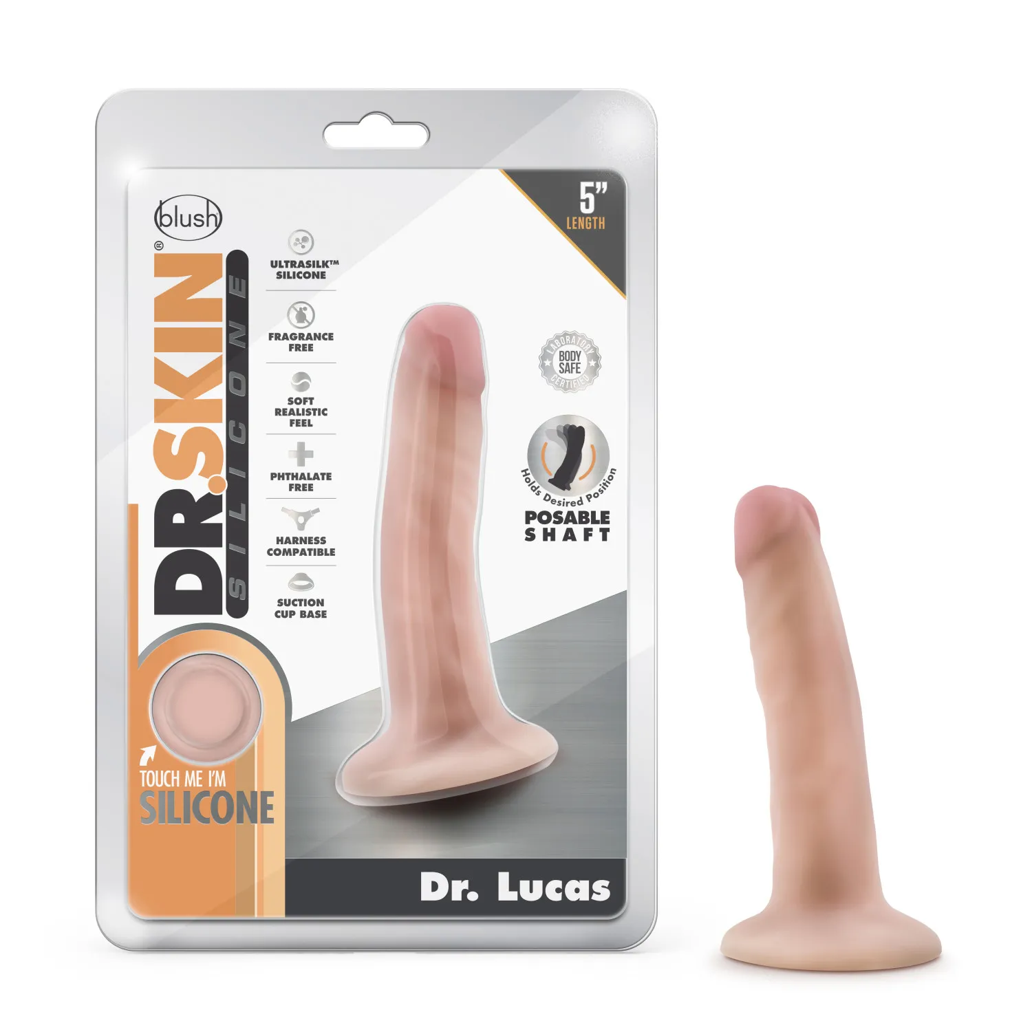 5 in. Realistic Posable Silicone Dildo Beige