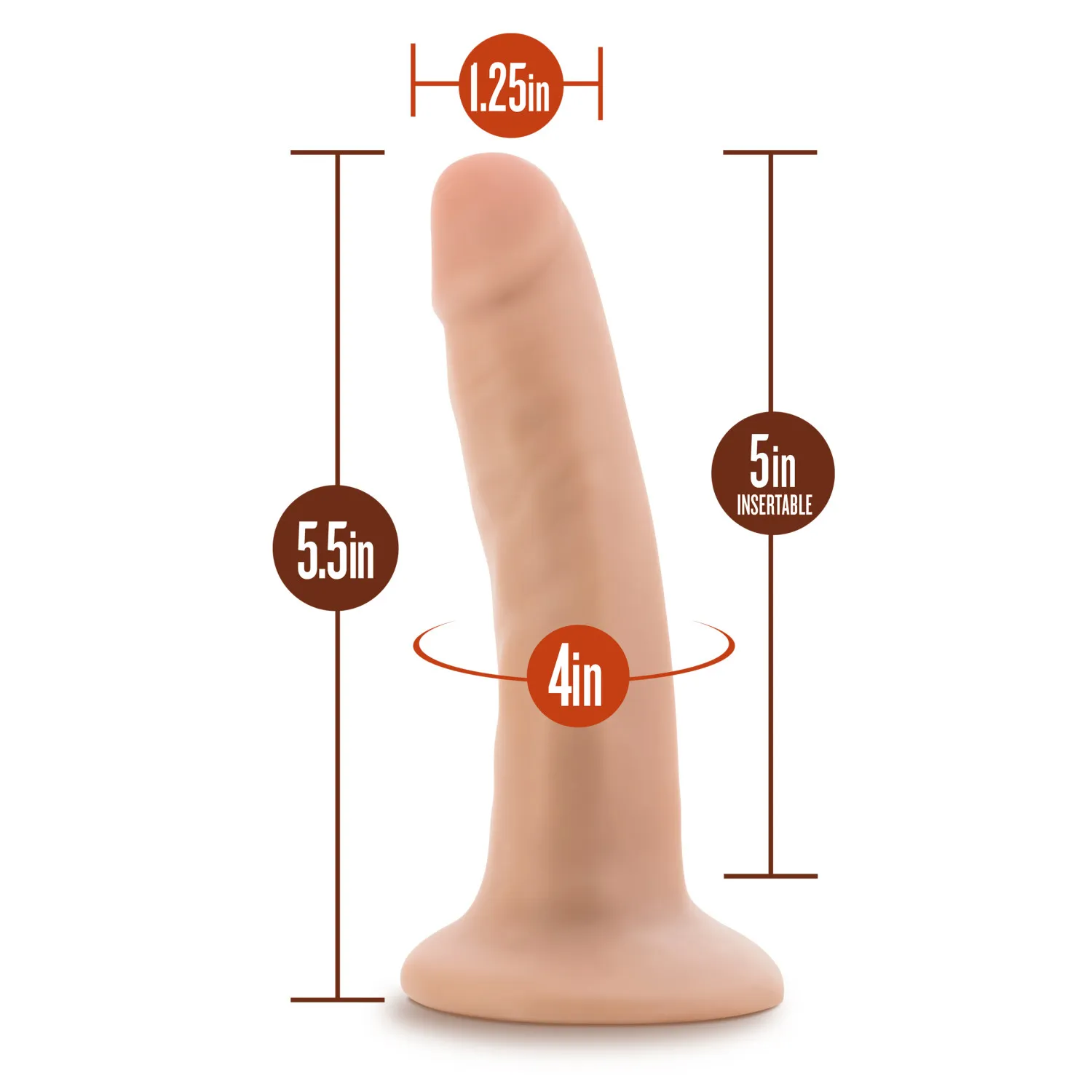 5 in. Realistic Posable Silicone Dildo Beige