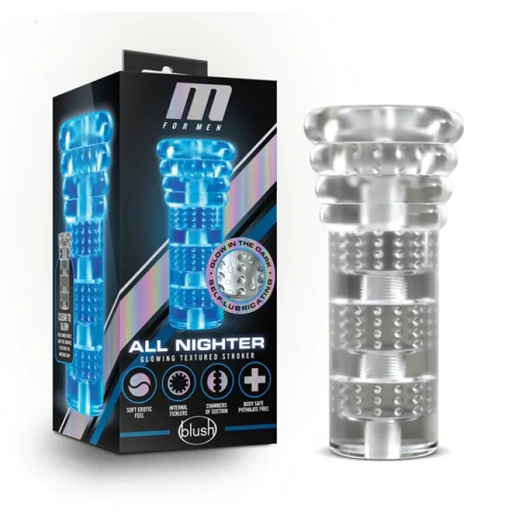 M for Men All Nighter Glow Textured Stroker Clear