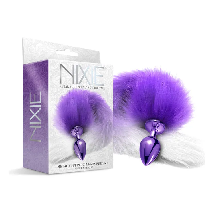Nixie Metal Butt Plug With Ombre Tail Purple Metallic (81514) by Global Novelties LLC | Sex Toys | SlipDix.com Nixie Metal Butt Plug With Ombre Tail Purple Metallic (81514) | SlipDix.com
