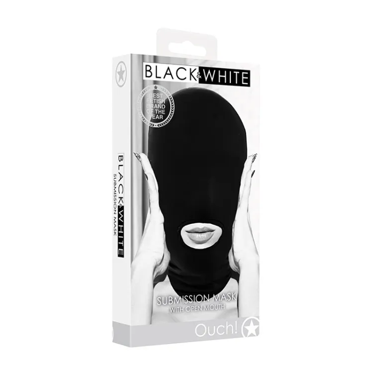 Ouch! Submission Mask with Open Mouth Black Ouch! Submission Mask with Open Mouth Black