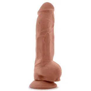10 in. Posable Dual Density Dildo with Balls Tan