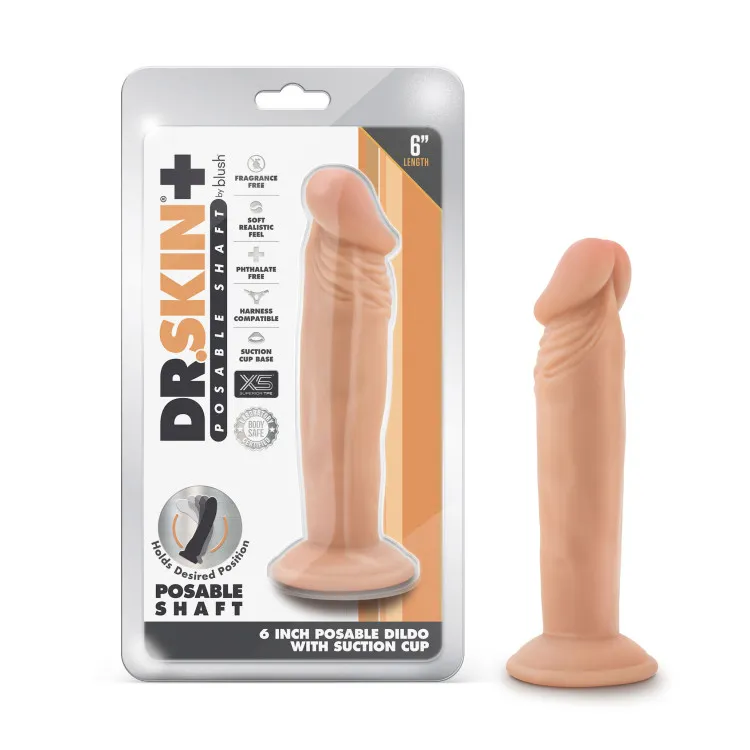 6 in. Realistic Triple Density Posable Dildo Beige 6 in. Realistic Triple Density Posable Dildo Beige