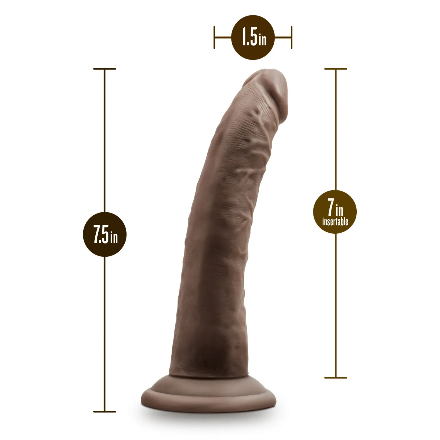7 in. Realistic Triple Density Posable Dildo Brown