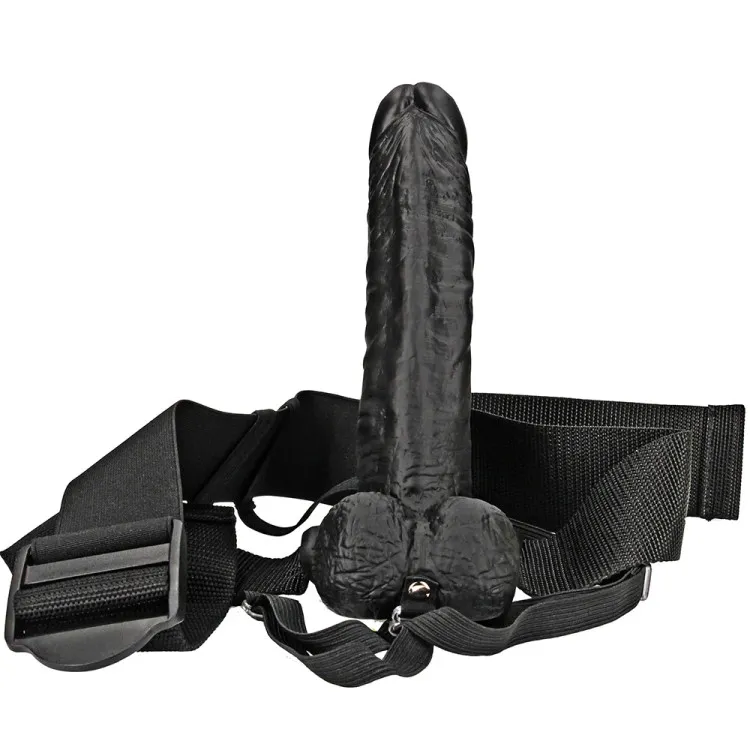 Hollow Strap-On Realistic 7 in. with Balls Black Hollow Strap-On Realistic 7 in. with Balls Black