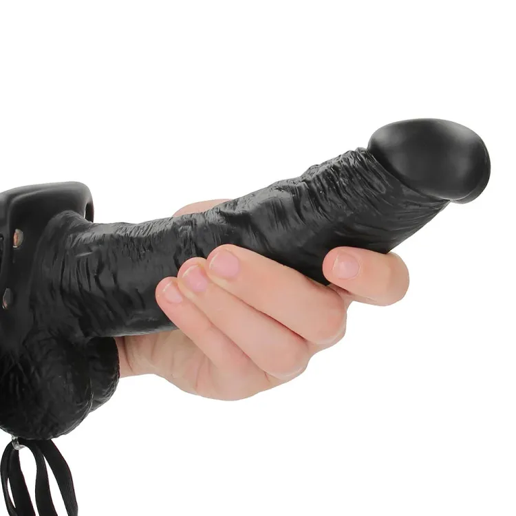 Hollow Strap-On Realistic 7 in. with Balls Black Hollow Strap-On Realistic 7 in. with Balls Black