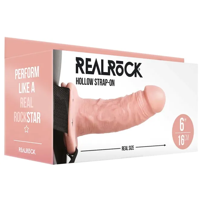 Hollow Strap-On Realistic 6 in. Beige