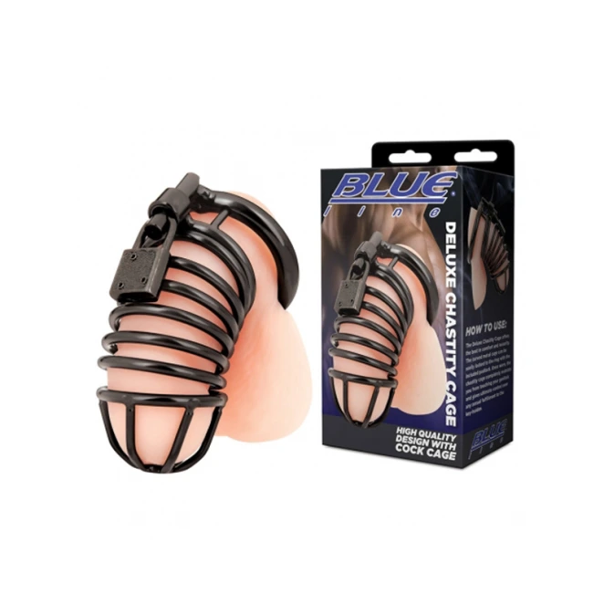 Blue Line Deluxe Chastity Cock Cage Black