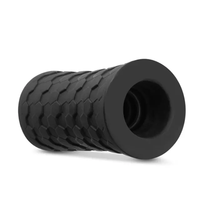 Platinum Hekx Silicone Ribbed Stroker Black