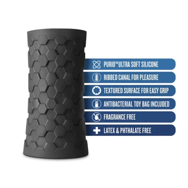 Platinum Hekx Silicone Ribbed Stroker Black