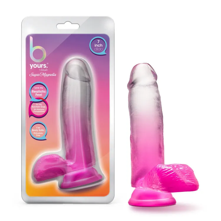 7 in. Realistic Dildo with Balls Fuchsia