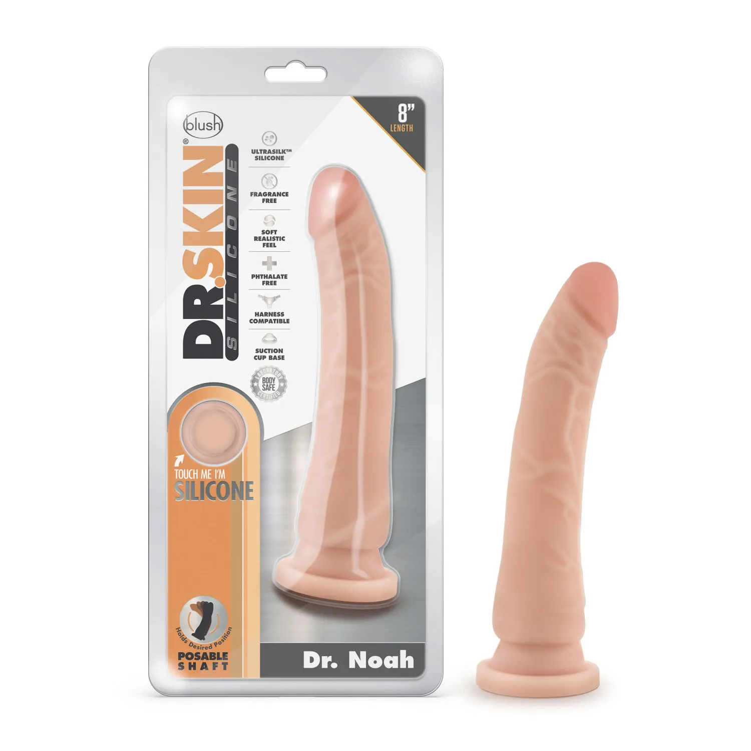 8 in. Realistic Silicone Dildo Beige