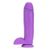 11 in. Dual Density Realistic Dildo with Balls Neon Purple