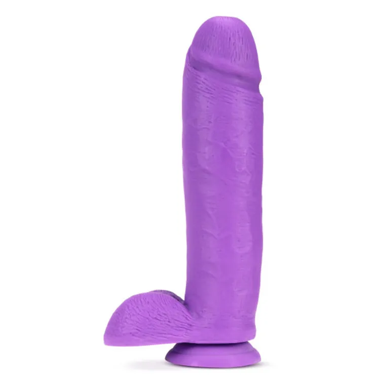 11 in. Dual Density Realistic Dildo with Balls Neon Purple