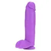 11 in. Dual Density Realistic Dildo with Balls Neon Purple