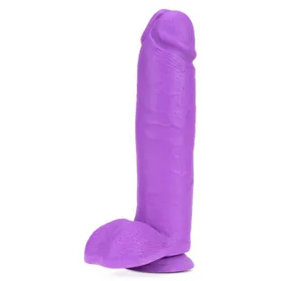 11 in. Dual Density Realistic Dildo with Balls Neon Purple