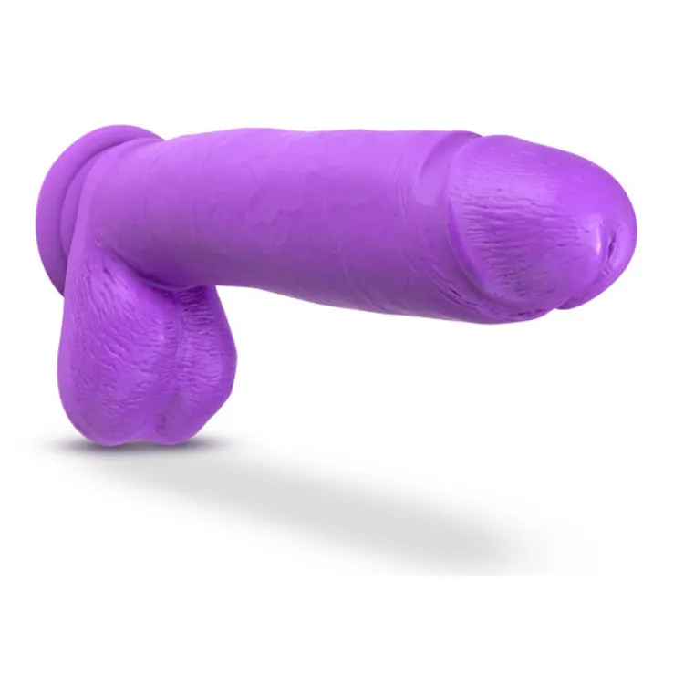 11 in. Dual Density Realistic Dildo with Balls Neon Purple
