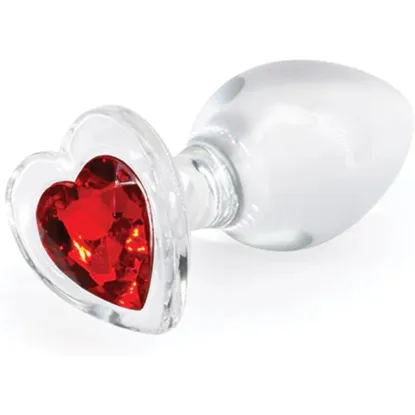 Crystal Desires Sensual Glass Jeweled Heart Butt Plug 3 Inch