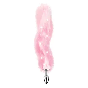 Anal Tail Foxy Light Up Faux Fur Butt Plug With Light Pink