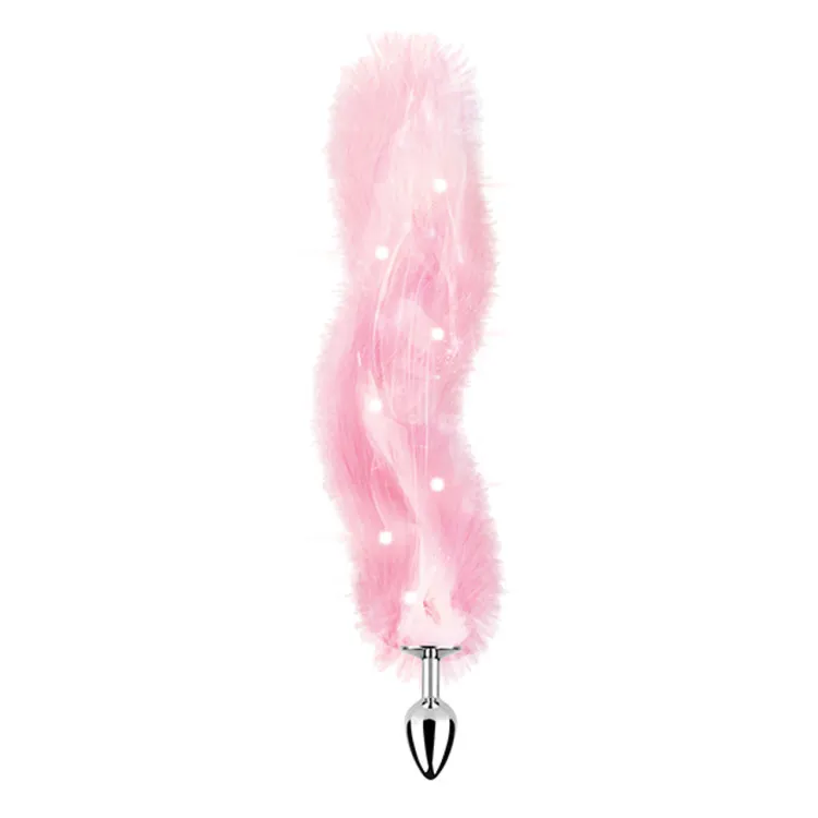 Anal Tail Foxy Light Up Faux Fur Butt Plug With Light Pink Anal Tail Foxy Light Up Faux Fur Butt Plug With Light Pink