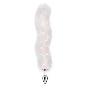 Anal Tail Foxy Light Up Faux Fur Butt Plug With Light White