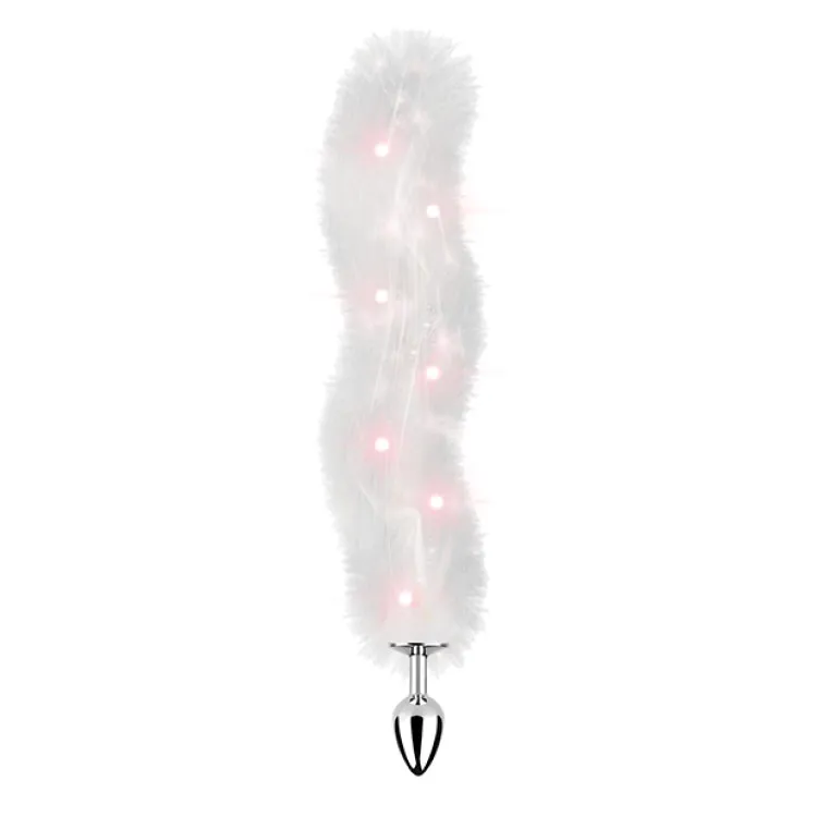 Anal Tail Foxy Light Up Faux Fur Butt Plug With Light White Anal Tail Foxy Light Up Faux Fur Butt Plug With Light White