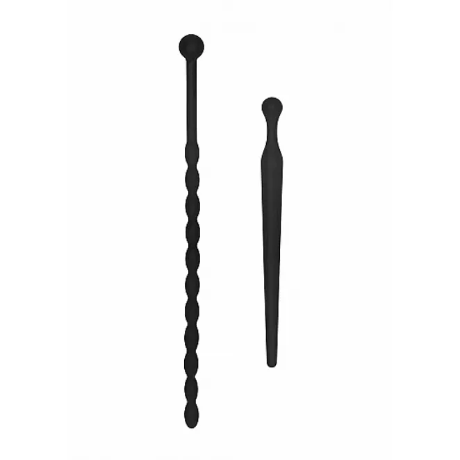Ouch! Urethral Sounding Beginners Silicone Plug Set Black 8 mm / 10 mm