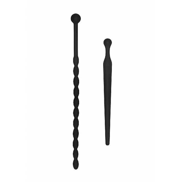 Ouch! Urethral Sounding Beginners Silicone Plug Set Black 8 mm / 10 mm