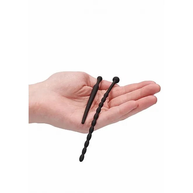 Ouch! Urethral Sounding Beginners Silicone Plug Set Black 8 mm / 10 mm