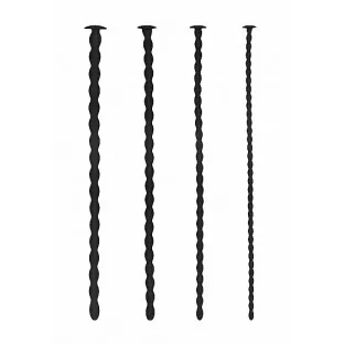 Ouch! Urethral Sounding Advanced Silicone Spiral Screw Plug Set Black 7 mm / 8 mm / 9 mm / 10 mm