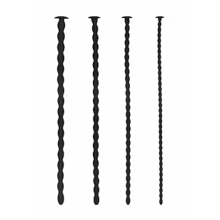 Ouch! Urethral Sounding Advanced Silicone Spiral Screw Plug Set Black 7 mm / 8 mm / 9 mm / 10 mm