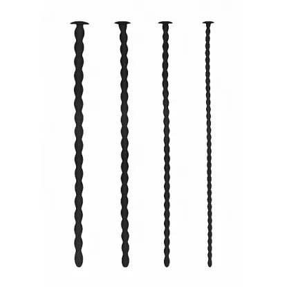 Ouch! Urethral Sounding Advanced Silicone Spiral Screw Plug Set Black 7 mm / 8 mm / 9 mm / 10 mm