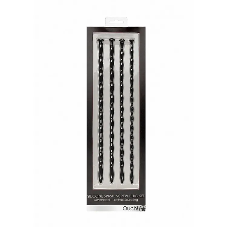 Ouch! Urethral Sounding Advanced Silicone Spiral Screw Plug Set Black 7 mm / 8 mm / 9 mm / 10 mm Ouch! Urethral Sounding Advanced Silicone Spiral Screw Plug Set Black 7 mm / 8 mm / 9 mm / 10 mm