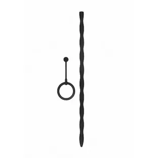 Ouch! Urethral Sounding Silicone Plug & Cock Ring Set Black 10 mm Ouch! Urethral Sounding Silicone Plug & Cock Ring Set Black 10 mm