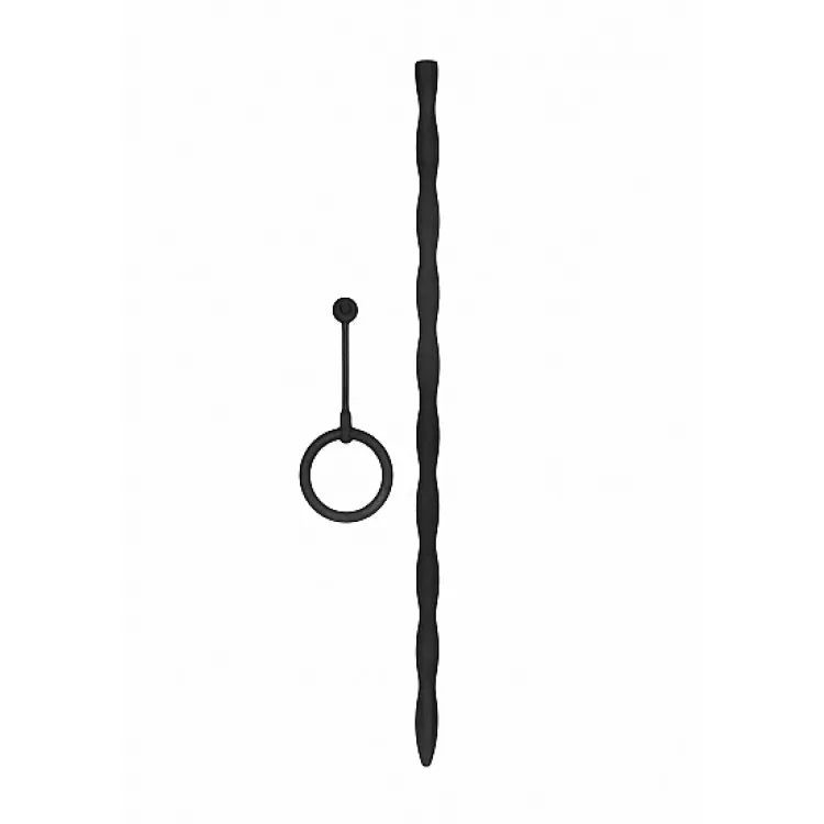 Ouch! Urethral Sounding Silicone Plug & Cock Ring Set Black 10 mm