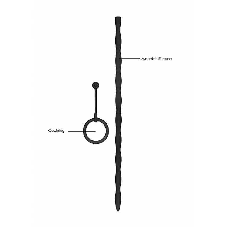 Ouch! Urethral Sounding Silicone Plug & Cock Ring Set Black 10 mm
