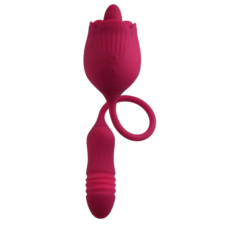Thrusting Bullet & Flicking Tongue Rose Vibrator Thrusting Bullet & Flicking Tongue Rose Vibrator