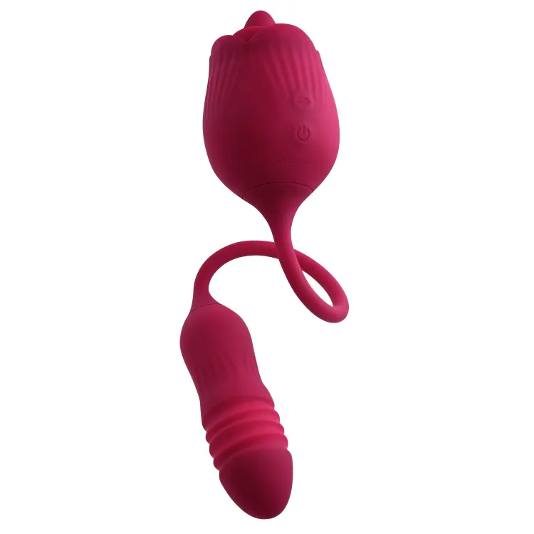 Thrusting Bullet & Flicking Tongue Rose Vibrator Thrusting Bullet & Flicking Tongue Rose Vibrator