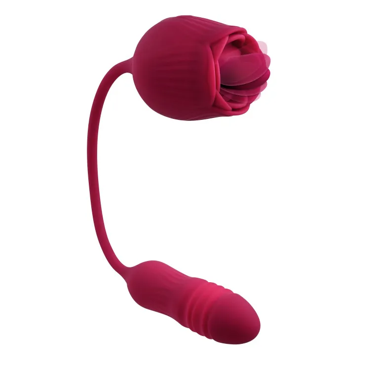 Thrusting Bullet & Flicking Tongue Rose Vibrator Thrusting Bullet & Flicking Tongue Rose Vibrator
