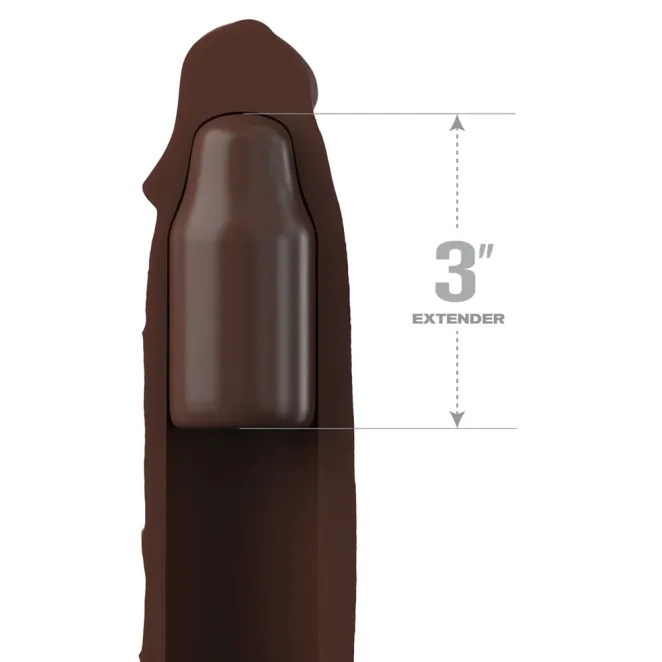 X-tensions Elite 9 in. Silicone Mega Extension Sleeve with 3 in. Extender Brown