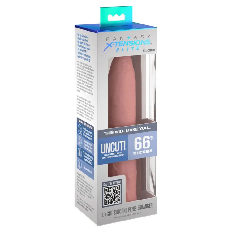 X-tensions Elite Uncut 7 in. Open-Ended Silicone Enhancement Sleeve Beige X-tensions Elite Uncut 7 in. Open-Ended Silicone Enhancement Sleeve Beige
